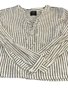 Abercrombie & Fitch Blue Striped Lace Up Blouse Women’s Large